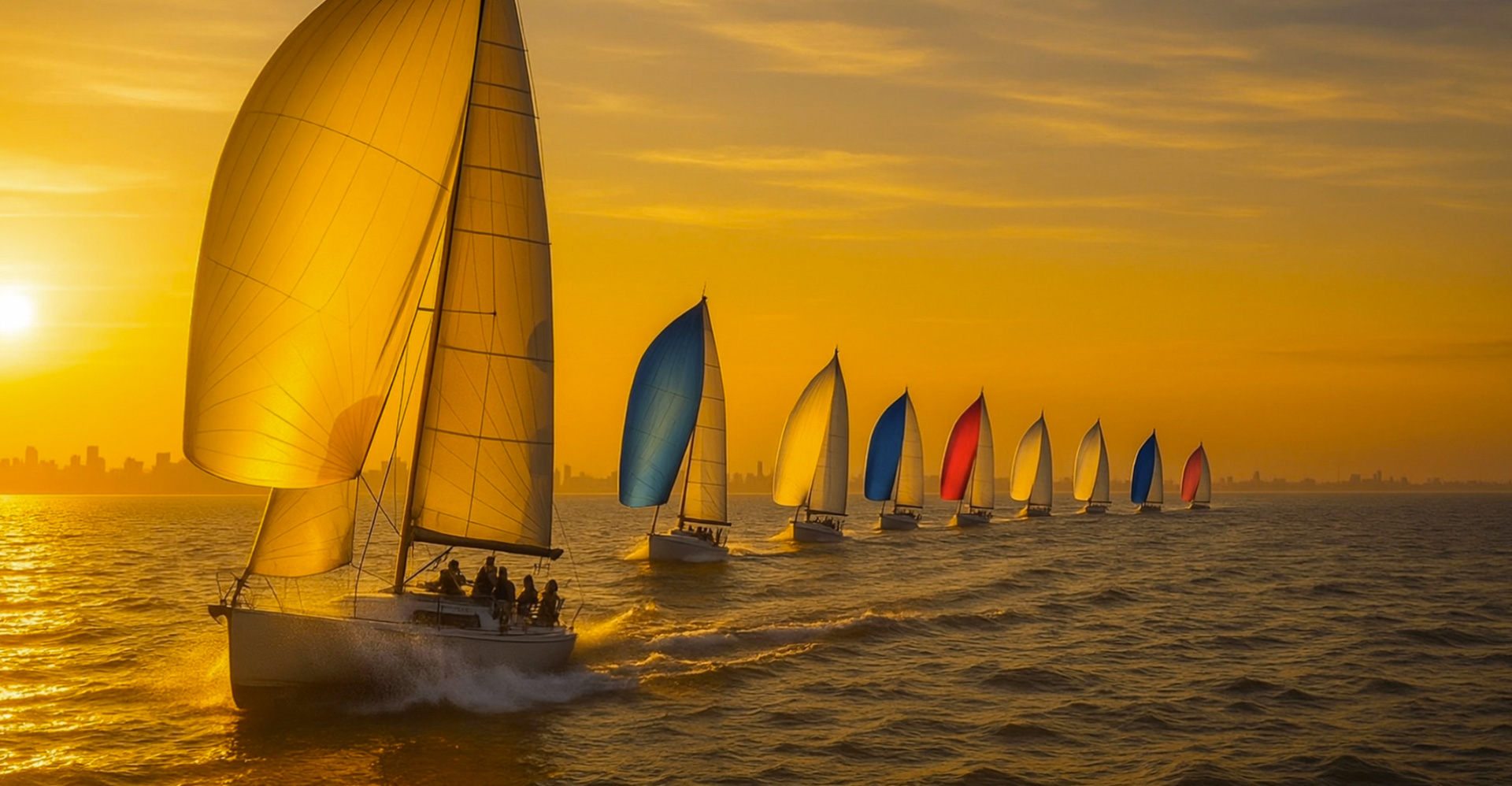 Regata náutica en acción - Imagen principal del slider mostrando embarcaciones navegando